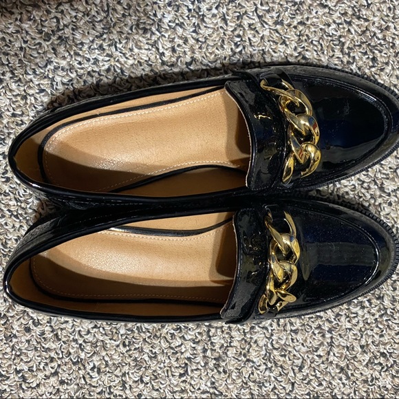 SHEIN Shoes - Shein black with gold accents loafers size 7.5